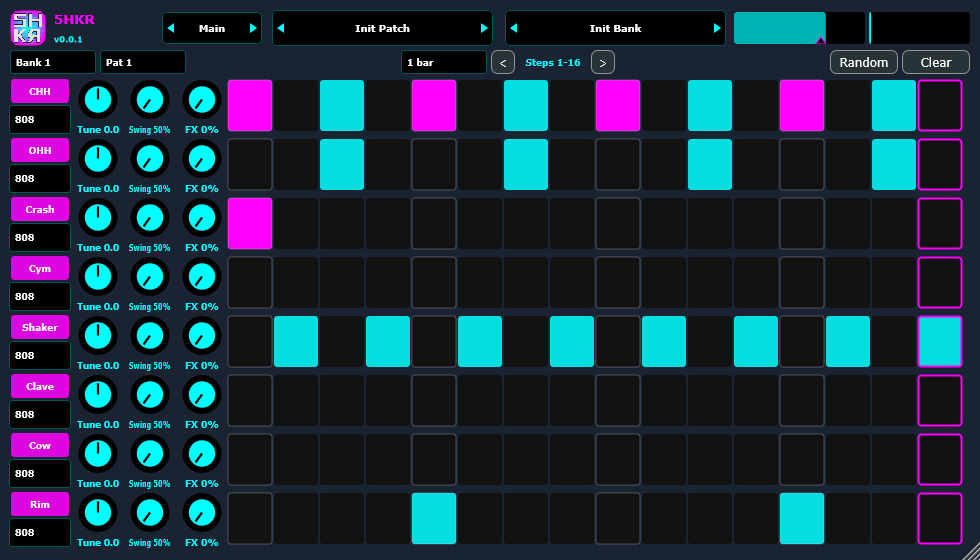 5HKR main page: eight lanes and step grid